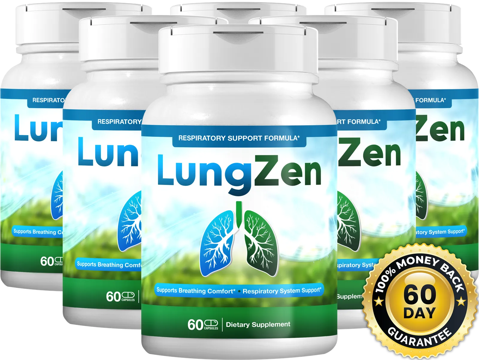 LungZen Turmeric Lung Wellness Formula - 6 Bottle Bundle for Respiratory Support